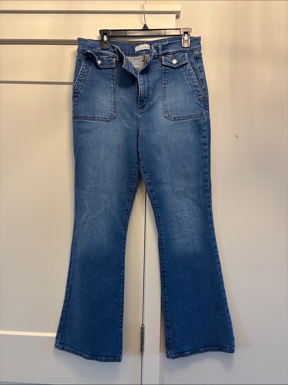 LOFT Mid-Blue High-Rise Wide-Leg Jeans